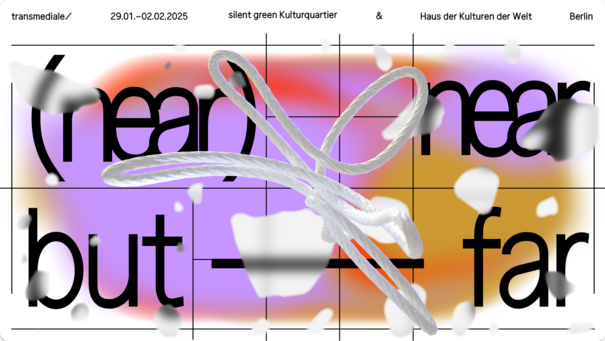 Grafik mit farbigem Hintergrund und Text "(near) near but – far"